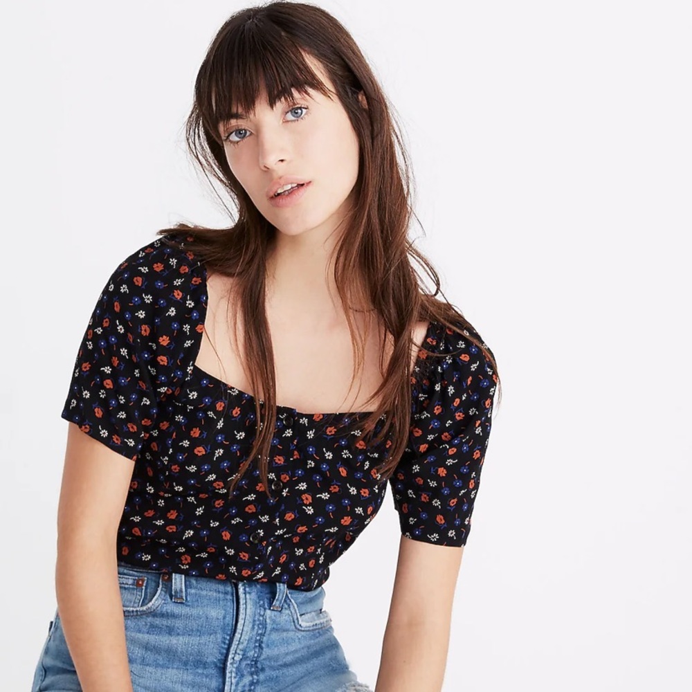 Madewell Seamed Square-Neck Top in Prairie Posies